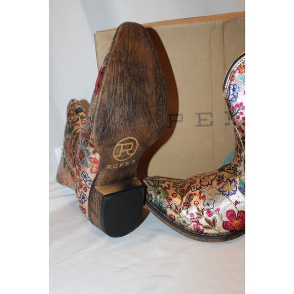 NIB ROPER WOMEN'S FLORAL‎ FAUX LEATHER COWBOY BOOTS - Picture 4 of 5
